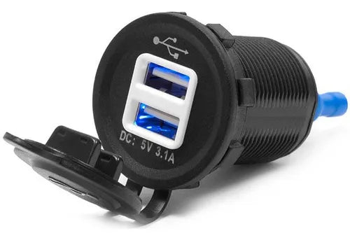 Tomada Polarizada Nylon 12/24V USB 5V 3.1A