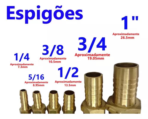 Espigão Fêmea de Latão - Rosca Fêmea  3/8