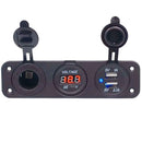 Painel de Tomada USB e Voltímetro com Iluminação - 12V / 24V